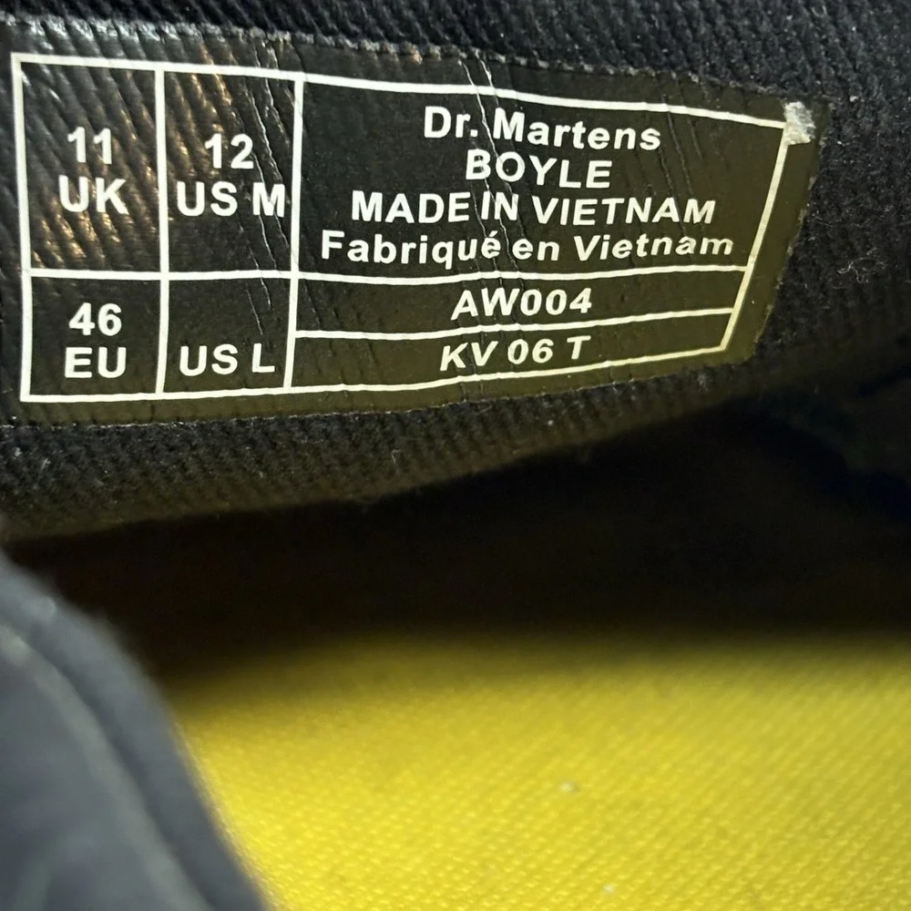Dr Martens Boyle Slip On Black Leather Shoes Men's US 12 EU 46 Air Cushion Sole